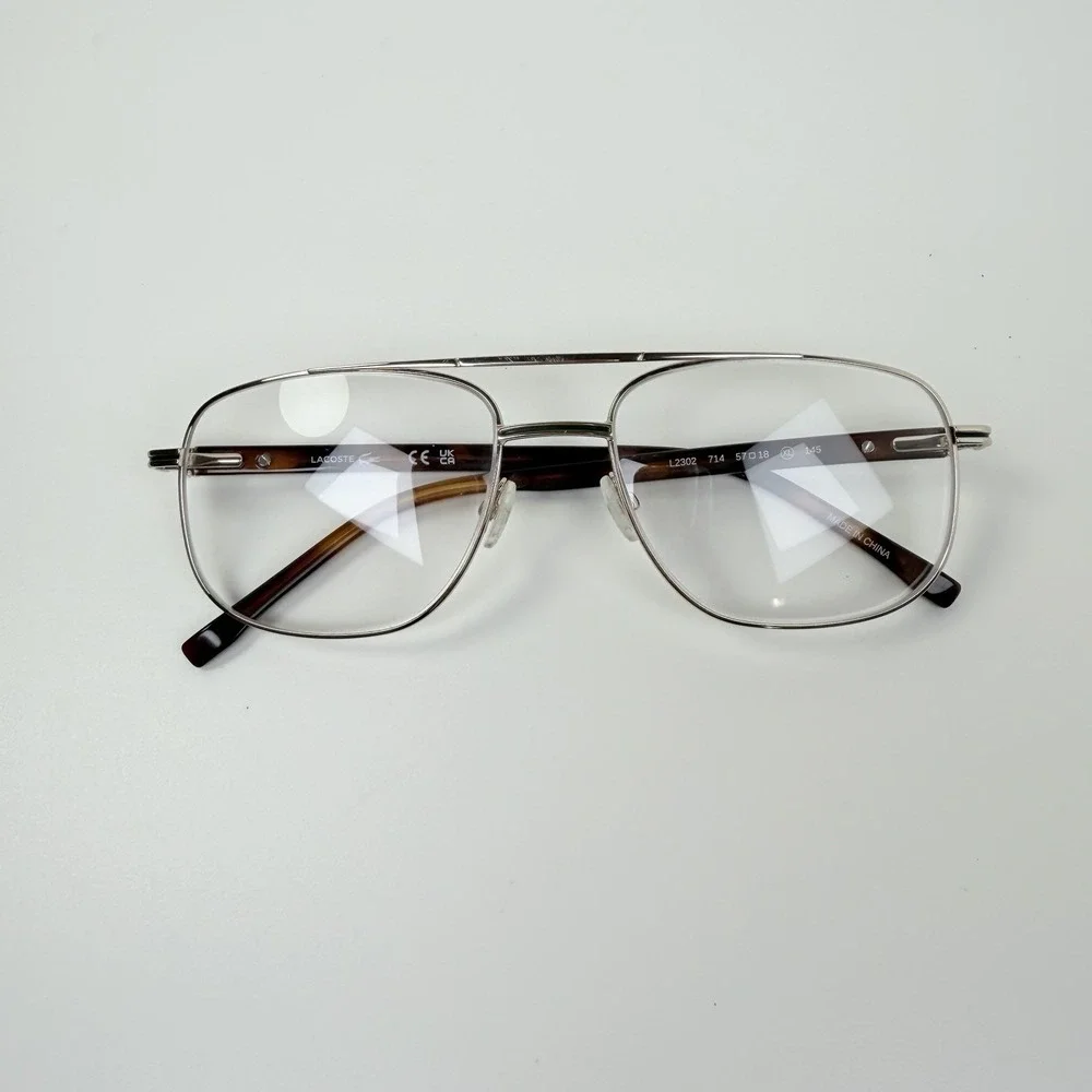 Lacoste L2302 714 Gold Aviator Eyeglass Frame 57-18-145 Tortoise Replacement